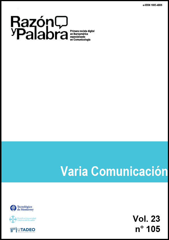 Portada Razón y Palabra volumen 23 número 105: Varia Comunicación